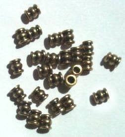 25 5x4mm Antique Brass Ringed Tube Metal Beads