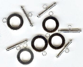 5 Sets of 15mm Bright Silver Plated Toggles