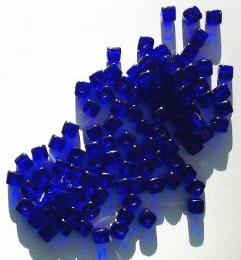 100 5mm Transparent Cobalt Cube Beads
