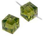 2 6mm Olivine Swarovski Cubes