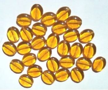 30 12mm Transparent Topaz Flat Oval Bead