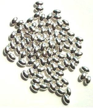 100 5x3mm Bright Silver Plated Oval Beads