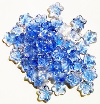 50 4x10mm Transparent Crystal & Light Sapphire Cupped Flower Beads