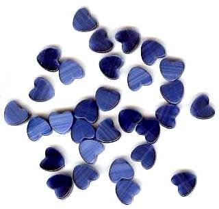 30 6mm Navy Fiber Optic Cats Eye Heart Beads