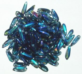 100 3x11mm Transparent Montana Blue AB Dagger Beads