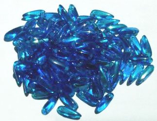 100 3x11mm Transparent Dark Aqua AB Dagger Beads