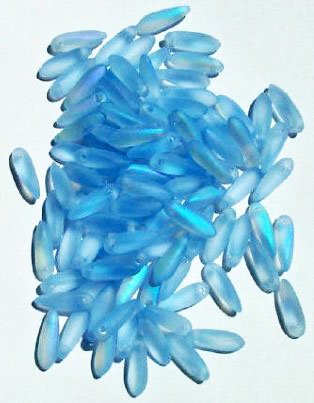 100 3x11mm Matte Transparent Light Sapphire AB Dagger Beads