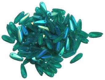 100 3x11mm Matte Transparent  Emerald AB Daggers