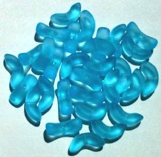 30 14mm Matte Aqua Angel Wing Beads
