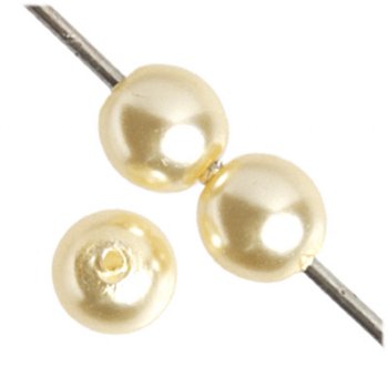 16 inch strand of 6mm Cream Round Glass Pearl Beads