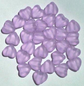 30 12mm Matte Alexandrite Two Hole Glass Heart Beads
