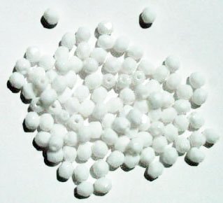 100 4mm Faceted Opaque White Firepolish Beads