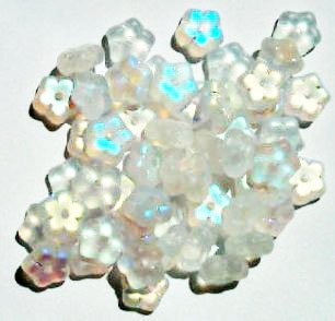 50 3x7mm Transparent Matte Crystal AB Flower Spacer Beads