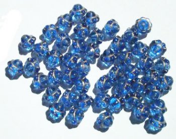 50 7mm Light Sapphire & Gold Saturn Beads