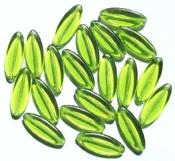 25 20x8mm Transparent Olive Long Flat Oval Beads