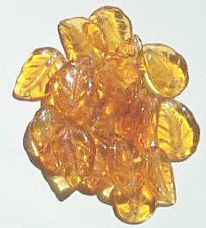 25 14mm Topaz Leaf Glass Beads