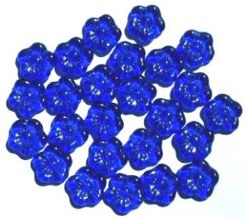 25 15mm Transparent Sapphire Flower Beads