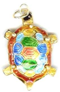 1 35x21mm Red Cloisonné Turtle Pendant