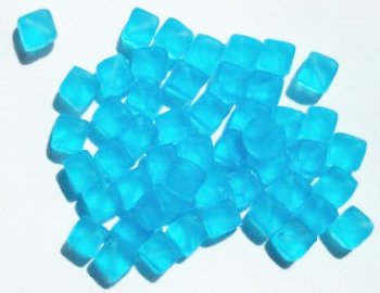 50 8mm Diagonal Hole Matte Aqua Cube Beads