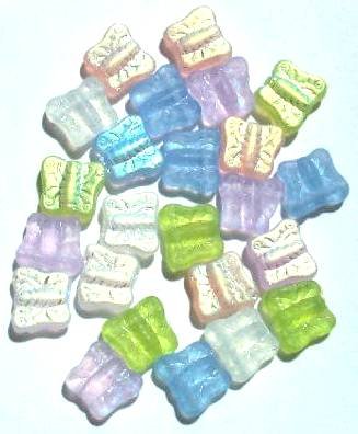 25 11mm Side Drilled Matte AB Butterfly Bead Mix