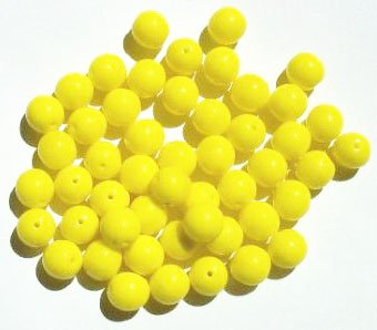 25 8mm Opaque Yellow Round Glass Beads