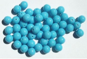 25 8mm Opaque Light Blue Round Glass Beads