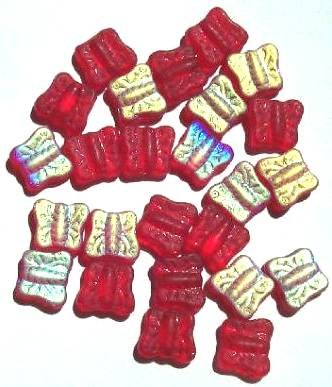 25 11mm Side Drilled Matte Red AB Butterfly Beads