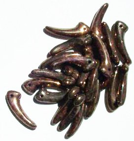 25 4x18mm Bronze Lustre Glass Claw Beads