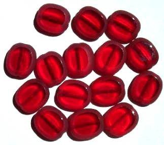 10 14mm Flat Cut Oval Window Bead Garnet