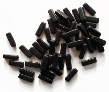 50 5x15mm Matte Black Glass Rectangle Beads