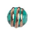 1 8mm Bronze Wrapped Emerald Lampwork Bead
