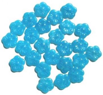 25 15mm Aqua Marble Flower Beads