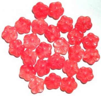 25 15mm Crystal Red Marble Flower Beads