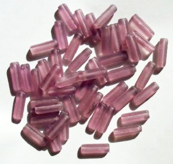 50 5x15mm Transparent Matte Amethyst Glass Rectangle Beads