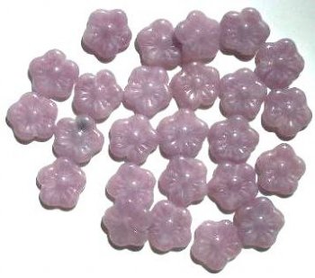 25 15mm Mauve Marble Flower Beads