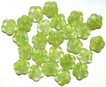 25 15mm Light Olive Marble Flower Beads