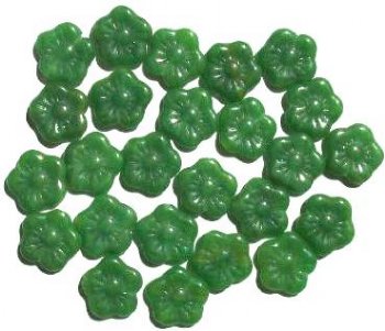 25 15mm Dark Green Marble Flower Beads
