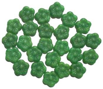 25 15mm Matte Dark Green Marble Flower Beads