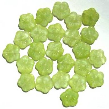 25 15mm Matte Light Olive Marble Flower Beads