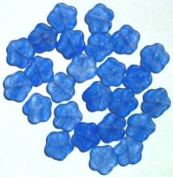 25 15mm Matte Sapphire Marble Flower Beads
