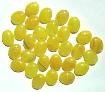 30 12x9mm Flat Oval Yellow Marble