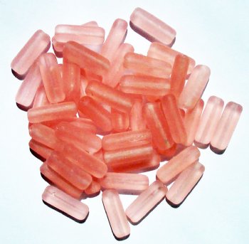 50 5x15mm Transparent Matte Rosaline Glass Rectangle Beads