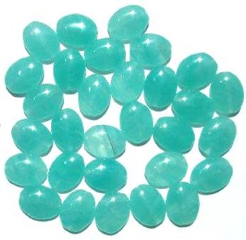 30 12x9mm Flat Oval Sea Green Marble