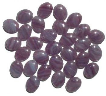 30 12x9mm Flat Oval Purple with White Marble