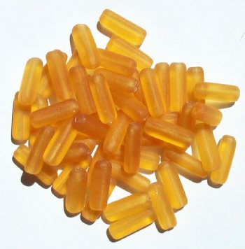 50 5x15mm Transparent Matte Topaz Glass Rectangle Beads