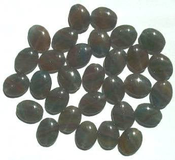 30 12x9mm Flat Oval Grey with Topaz Marble