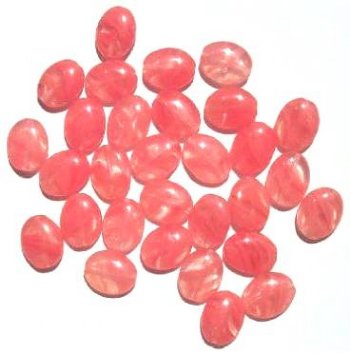 30 12x9mm Flat Oval Crystal Strawberry Marble