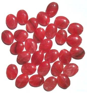 30 12x9mm Flat Oval Crystal Red with Black Marble