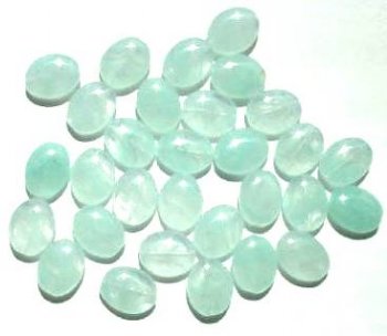 30 12x9mm Flat Oval Crystal Green Marble