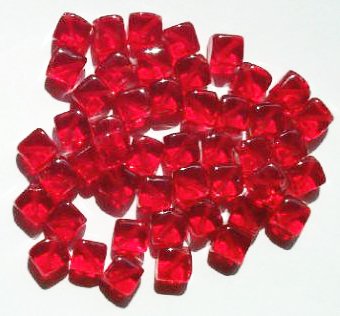 50 8mm Diagonal Hole Red Cube Beads